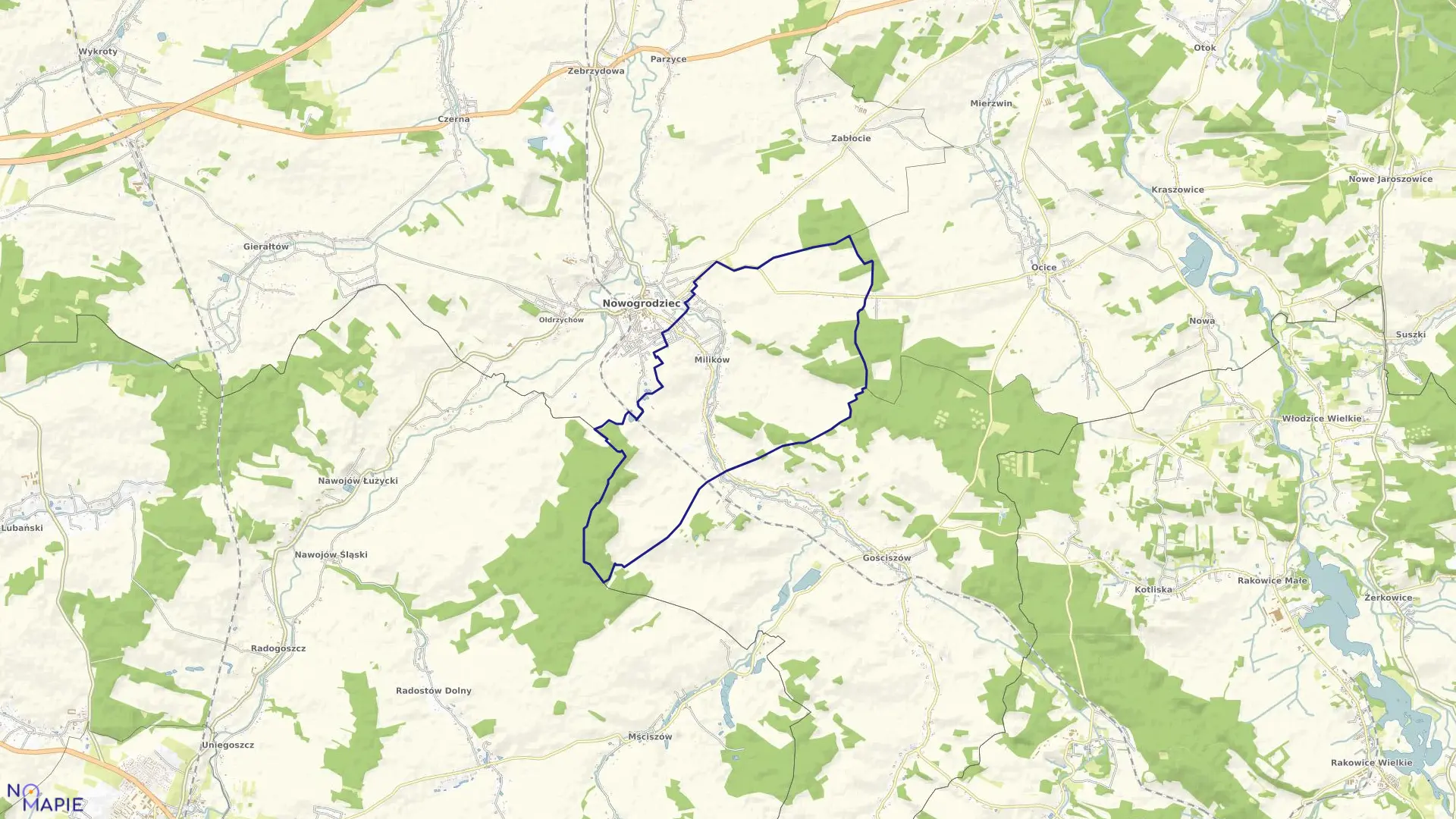 Mapa obrębu MILIKÓW w gminie Nowogrodziec