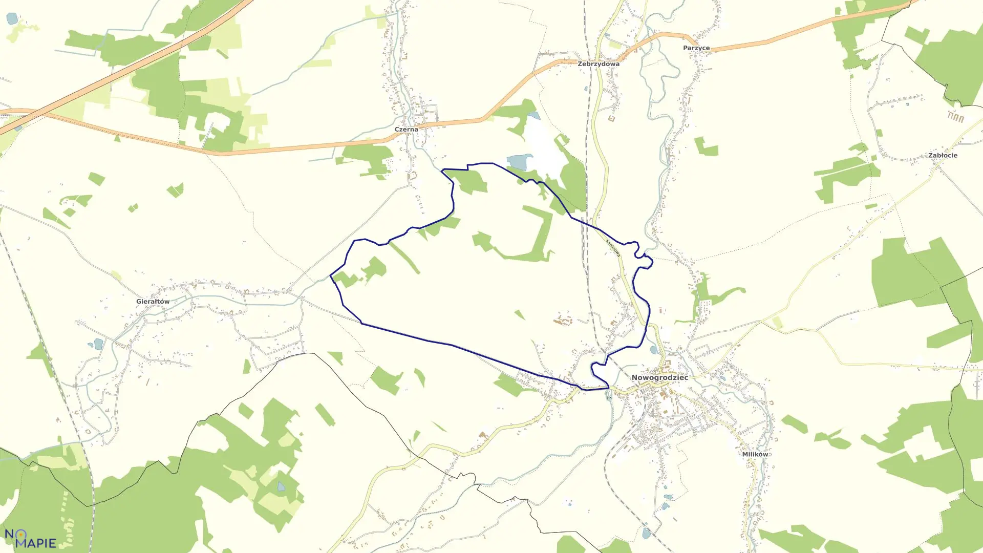 Mapa obrębu Nowogrodziec-1 w gminie Nowogrodziec