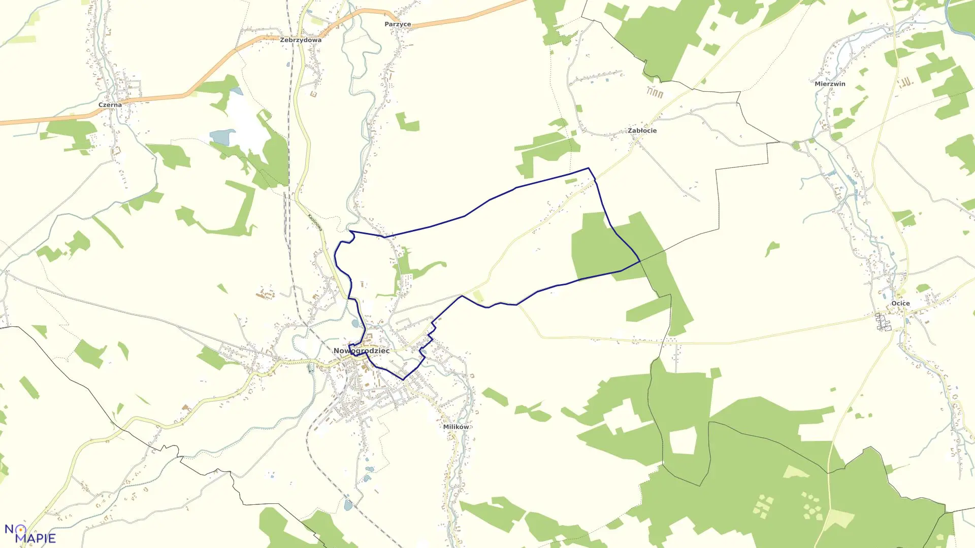 Mapa obrębu Nowogrodziec-3 w gminie Nowogrodziec